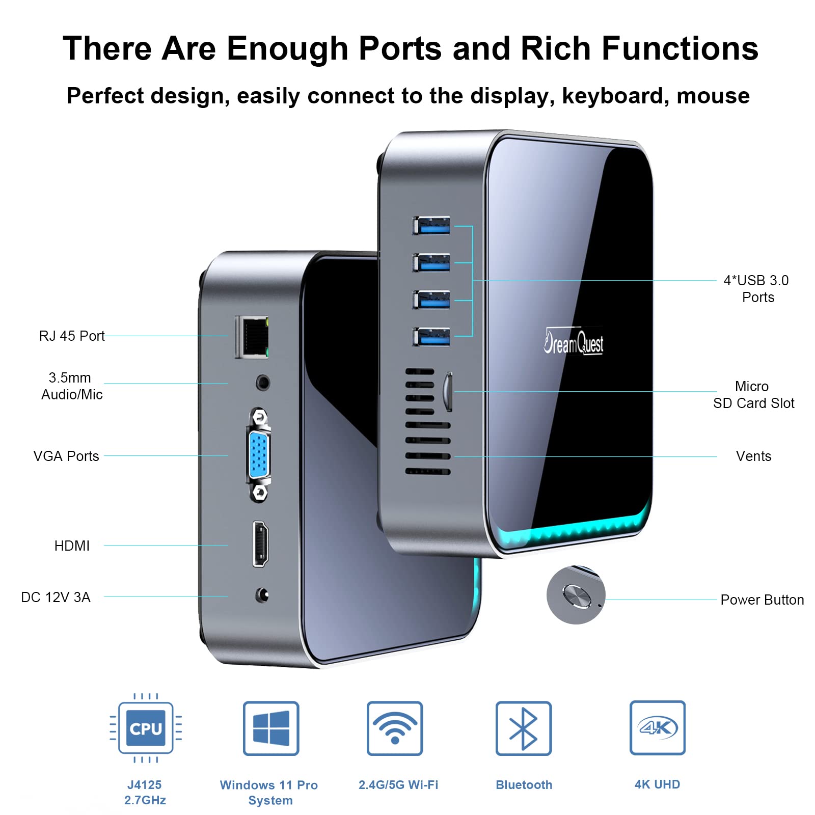 Amazon.com: DreamQuest Mini PC Windows 11 Pro 配備Intel J4125